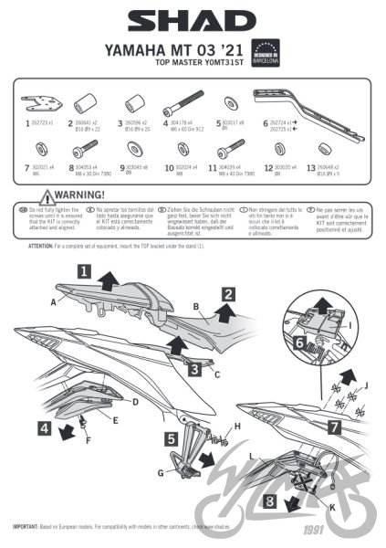 Stelaż kufra tył shad do yamaha mt 03 | KSHY0MT31ST - zdjęcie 3