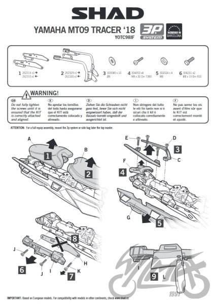 Stelaż kufra bocznego 3p shad do yamaha tracer 900 - zdjęcie 3