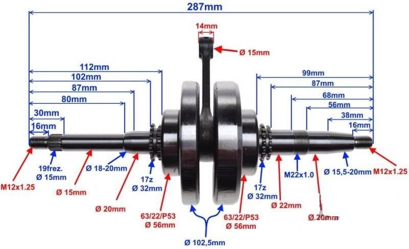 Wał korbowy 4t gy6 125 cc | STD00016 - zdjęcie 4