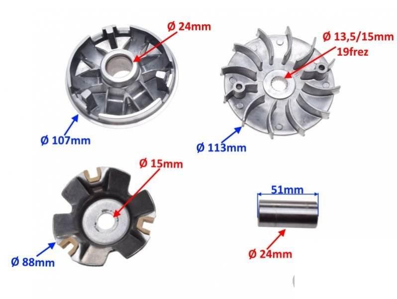 Wariator 4t z tarczą zewnętrzną 125/150cc gy6 - zdjęcie 2