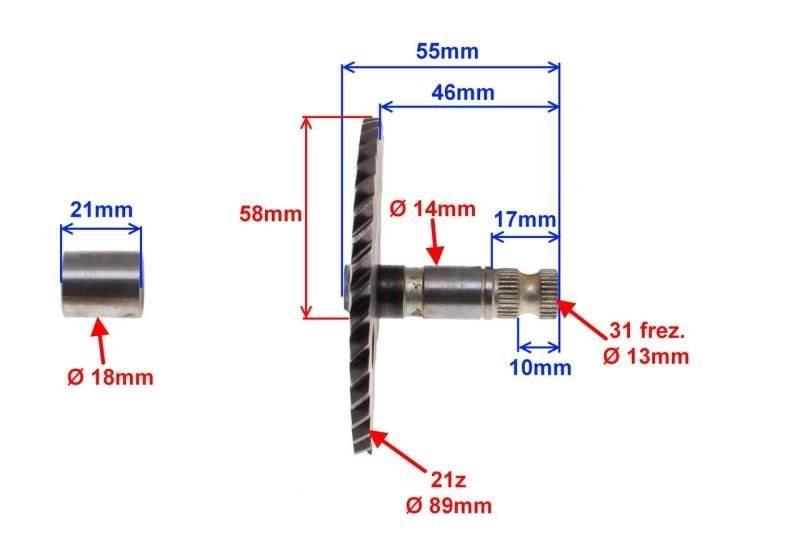 Wałek rozrusznika gy6 4t 46,5mm do koła 8z - zdjęcie 2