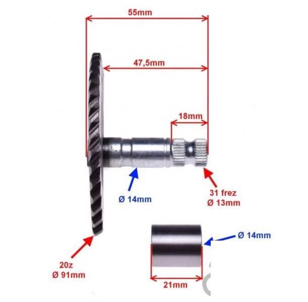Wałek rozrusznika gy6 4t 47mm do koła 7z - zdjęcie 2