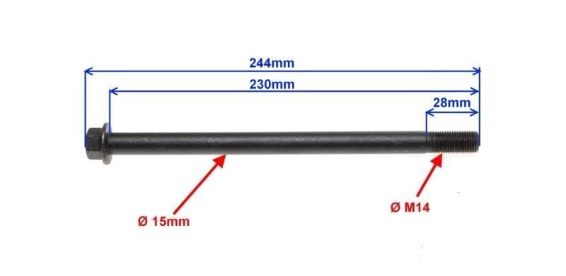 Oś koła fi15x230 tył do shineray xy125-10d - zdjęcie 3