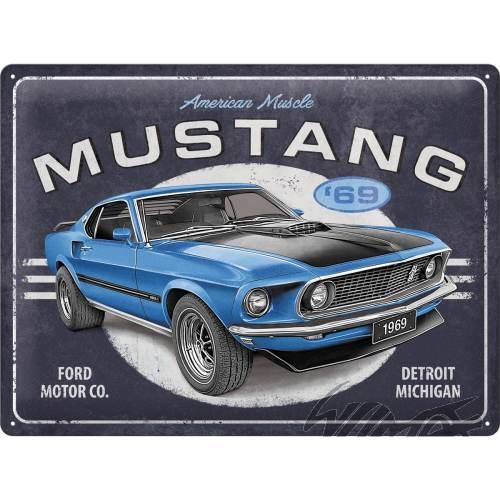 Tablica plakat 30x40 ford mustang 1969 blu 23321