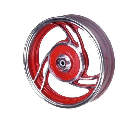 Obręcz koła 10x2,15 przód aluminium czerwona - zdjęcie 2