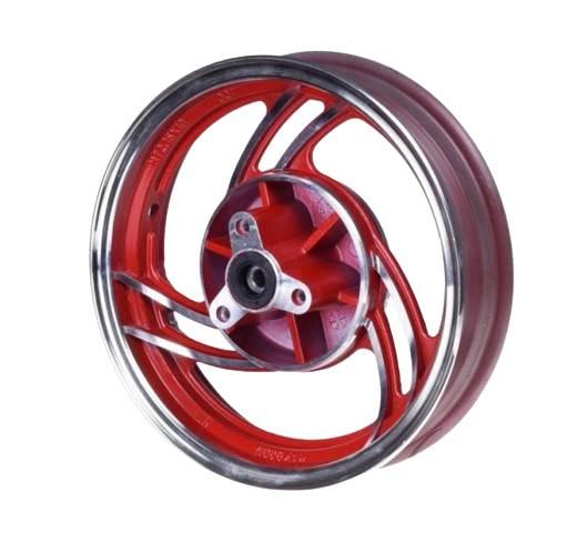 Obręcz koła 10x2,15 przód aluminium czerwona