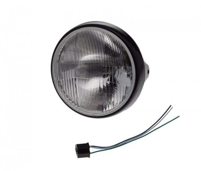 Lampa 7" h4 12v czarna ramka czarna emark