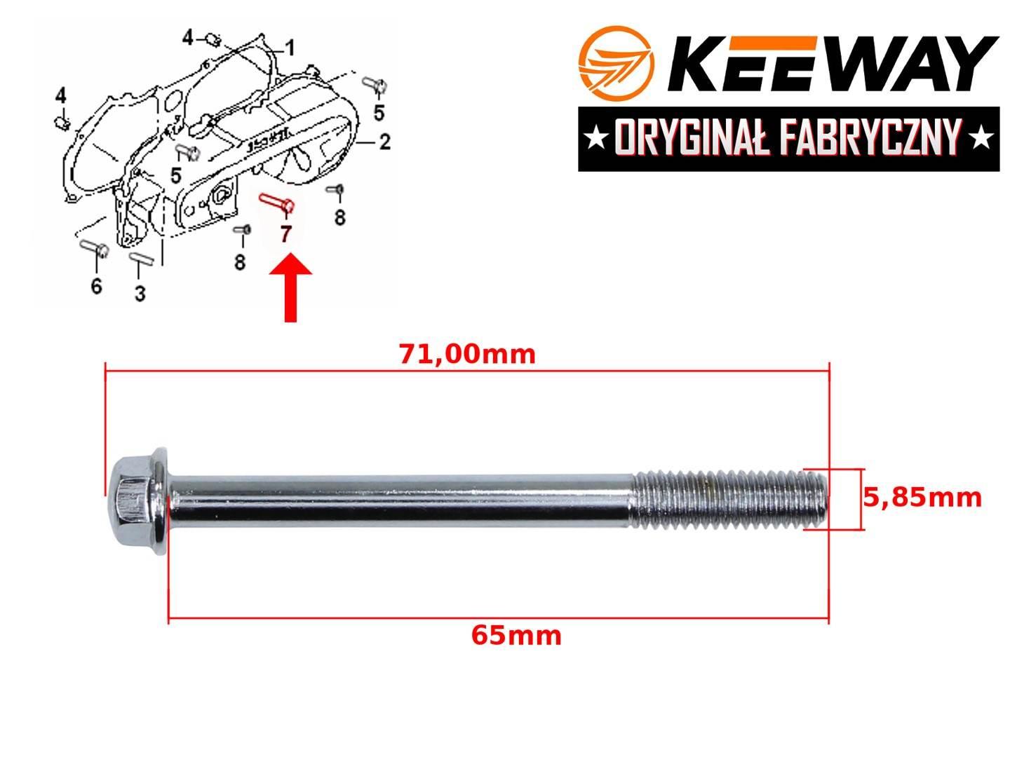 Śruba mocowania pokrywy paska keeway 2t m6x65 oryginał