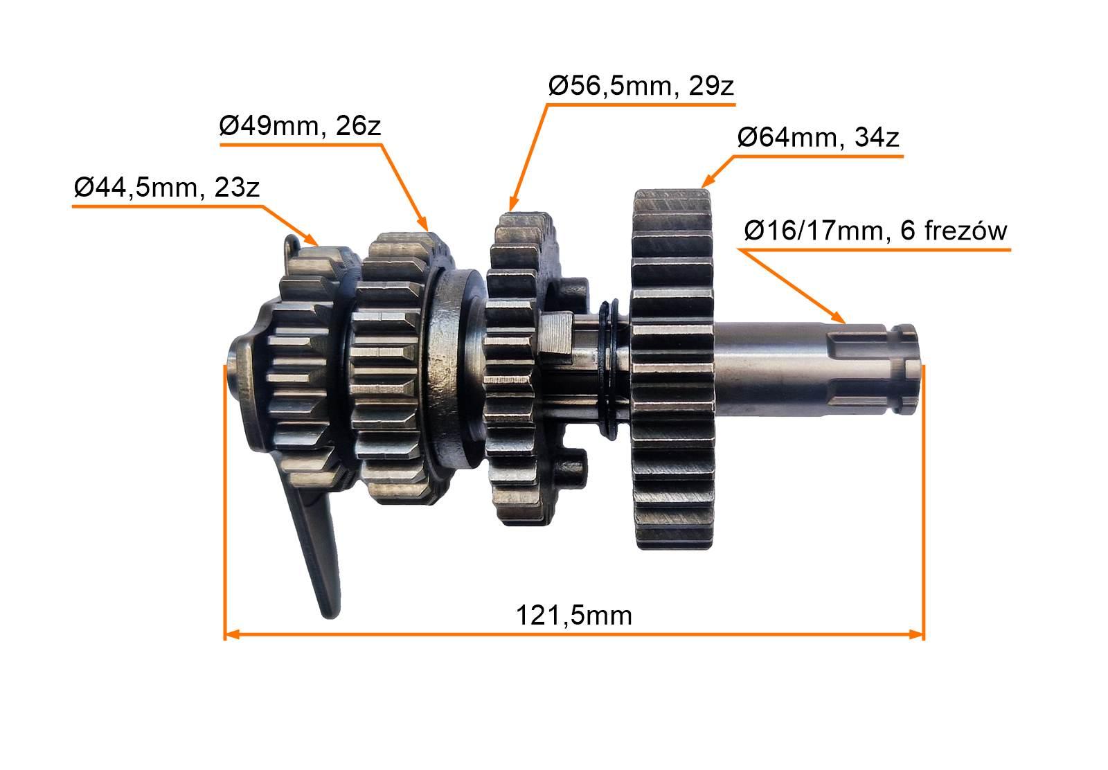 Wałek Zdawczy Skrzyni Biegów Ogar 900 Cross 110/125 Kingway Zipp Romet Router Dłuższy Wałek MotoGeneric - zdjęcie 3