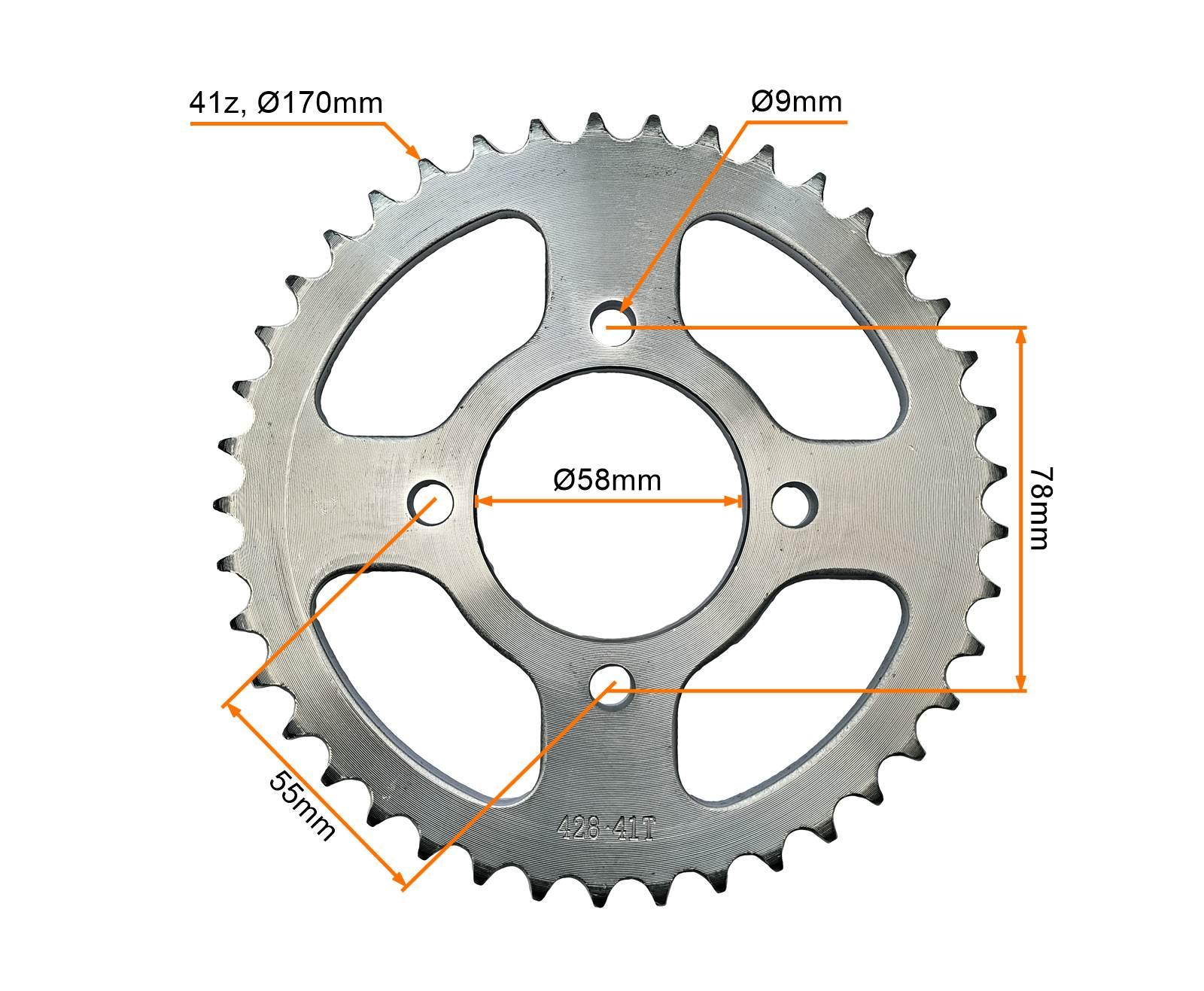 Zębatka Tył 428 41z Fi 58mm Street Neken Shaft Junak MotoGeneric - zdjęcie 2