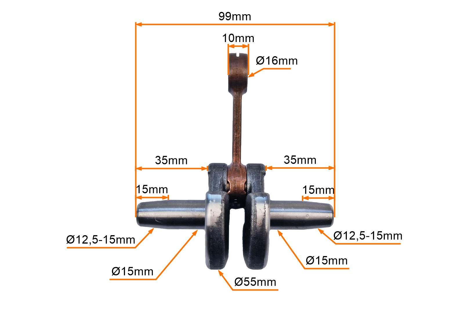 Wał Korbowy Pocket Bike Typ 44-6 Sworzeń 16mm MotoGeneric - zdjęcie 2