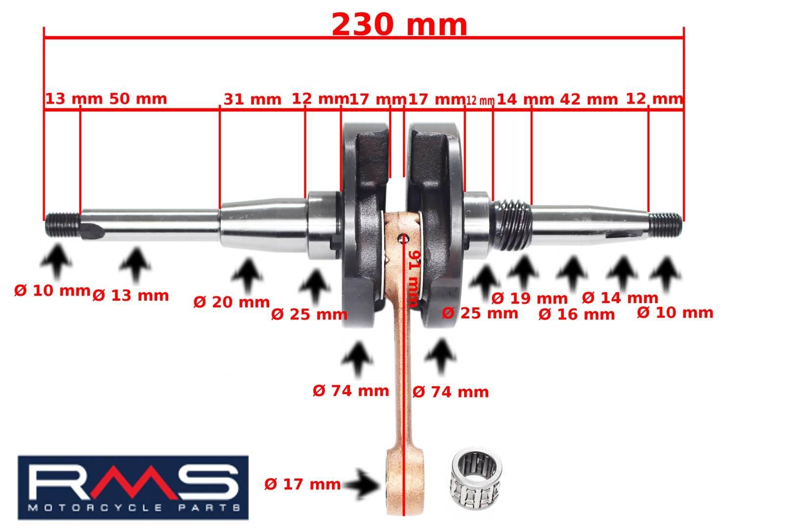 Wał korbowy honda 50 sh96/sky/x8r rms | RMS100010110 - zdjęcie 2
