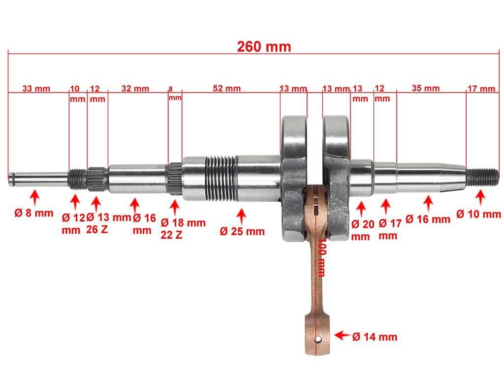 Wał korbowy wzmocniony suzuki ad50 address 2t roy z łożyskiem igiełkowym 10x14x13 srebrzone