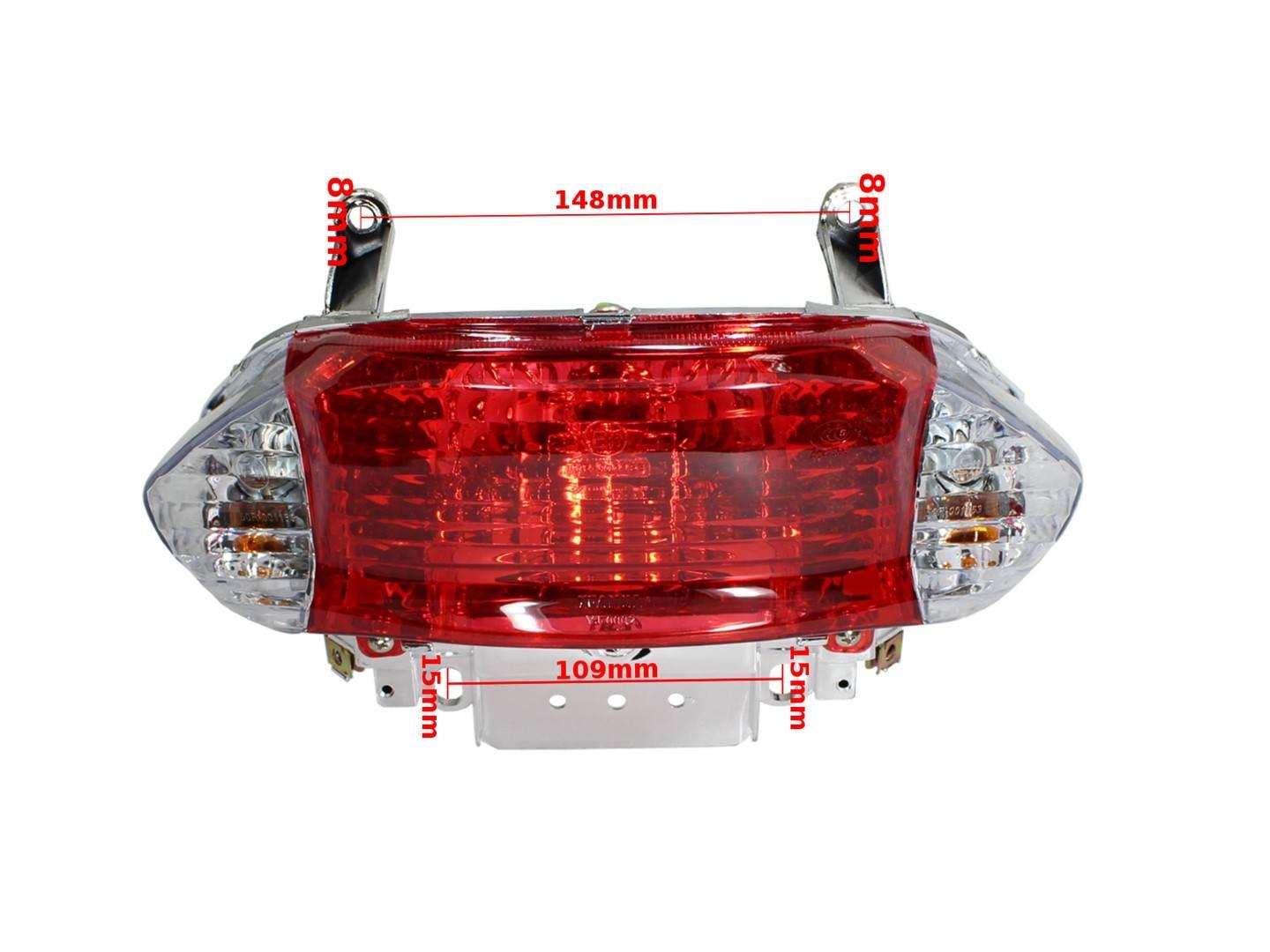 Lampa tył gy6 koło 10" białe kierunki skuter phe