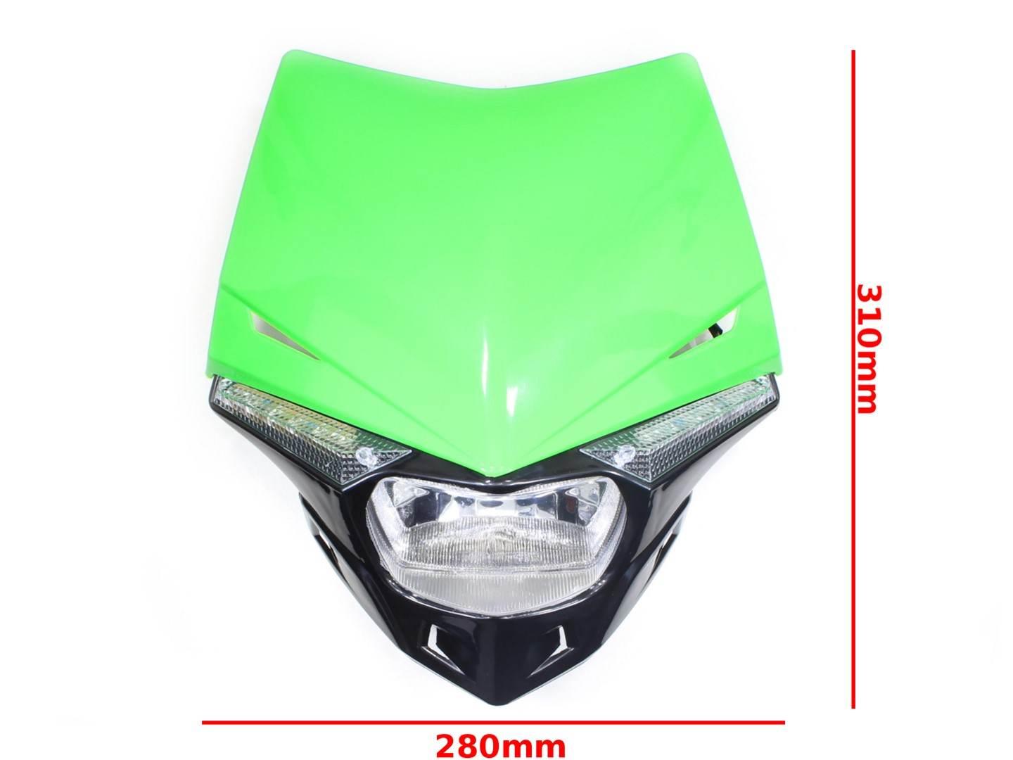 Lampa przód cross enduro z owiewką zielona sc