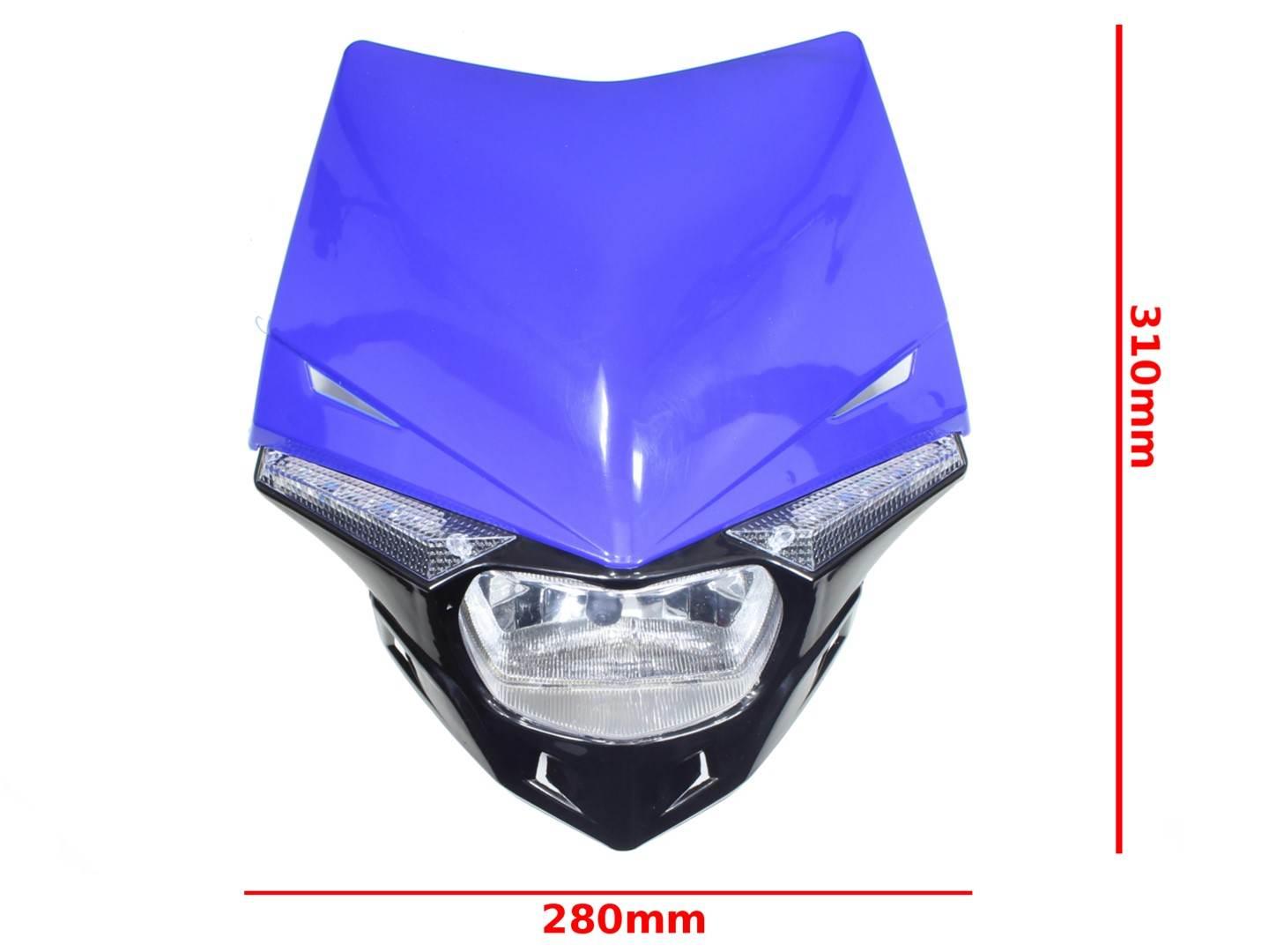 Lampa przód cross enduro z owiewką niebieska sc