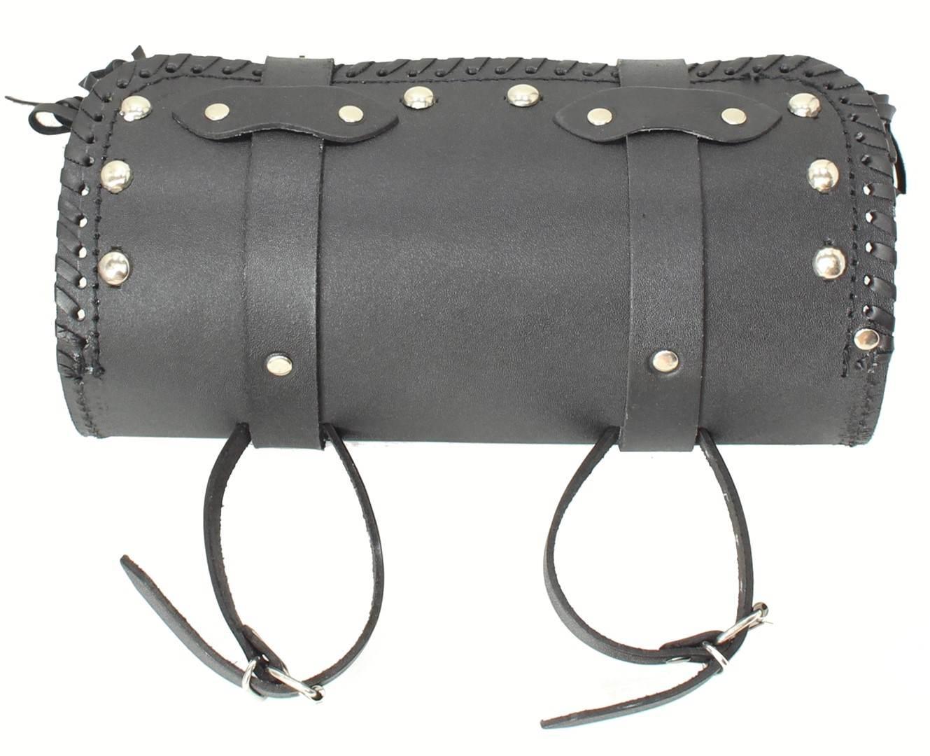 Piórnik rolka nal 28cm ekoskóra czarny z frędzlam - zdjęcie 3