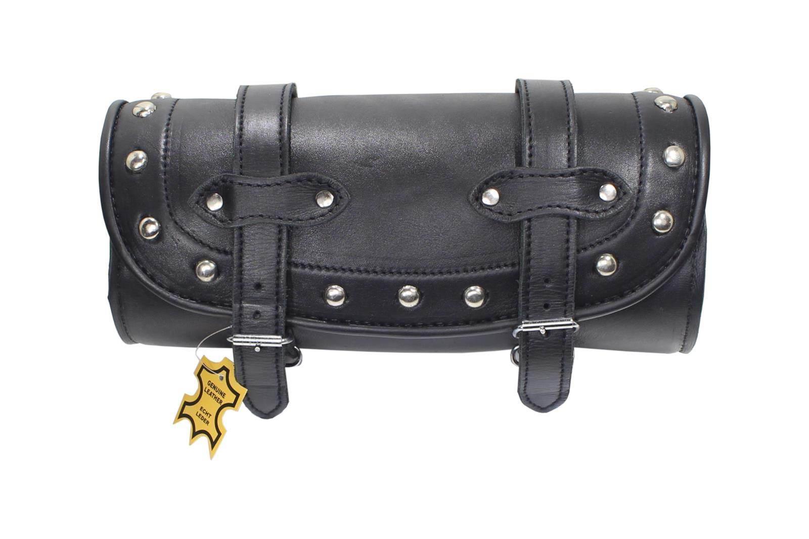 Piórnik rolka nal 28cm ekoskóra czarna z ćwiekami