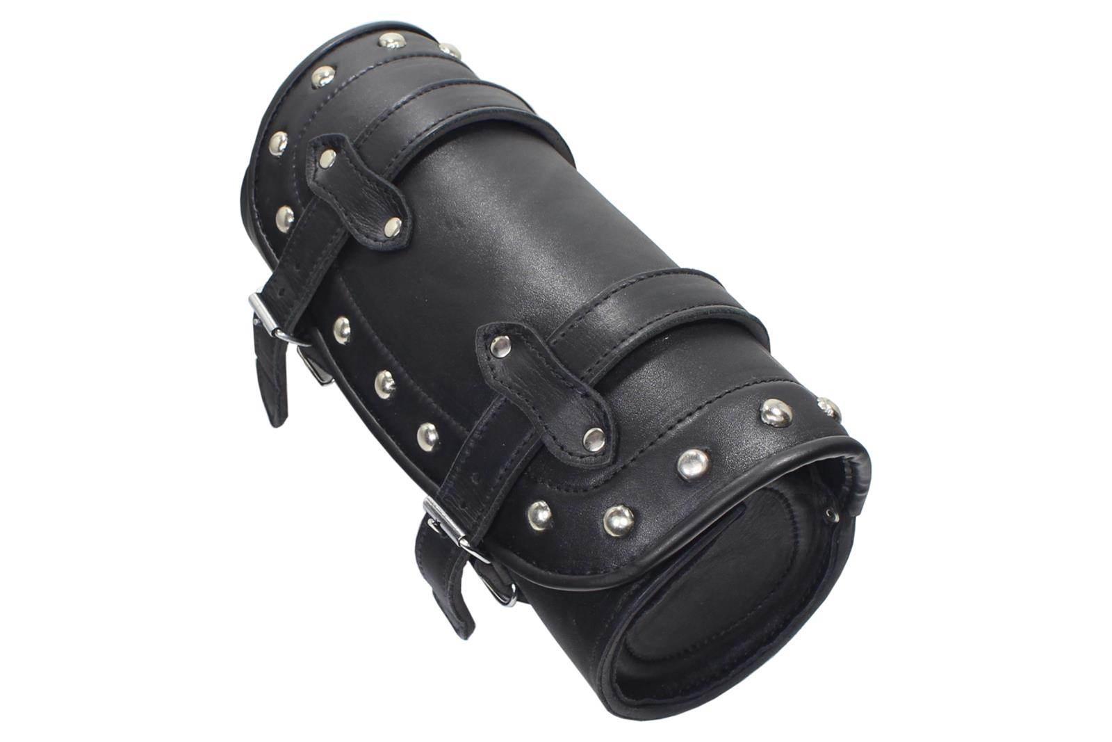 Piórnik rolka nal 28cm ekoskóra czarna z ćwiekami - zdjęcie 2