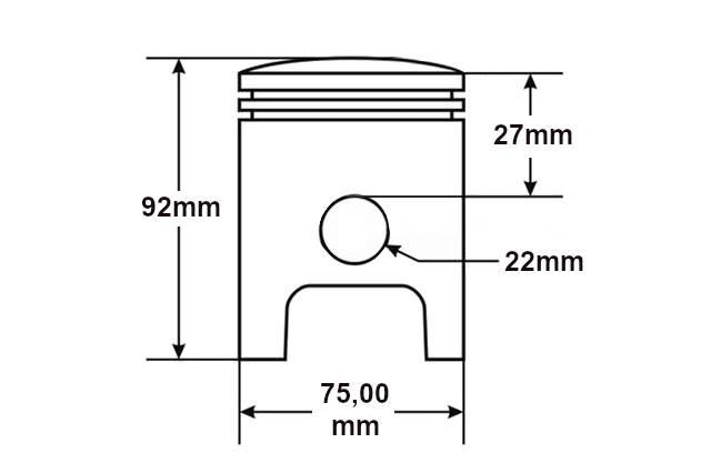 Tłok junak m07 m10 75,00mm nominał anodowany duells kplDi - zdjęcie 2