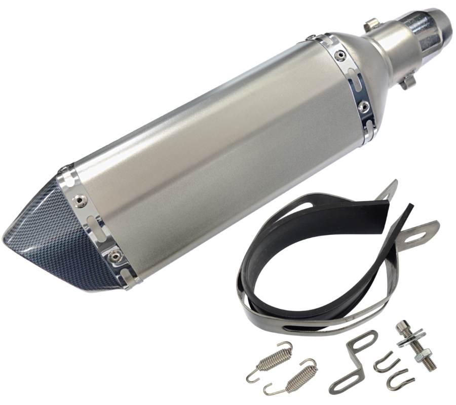 Tłumik tunningowy uniwersalny stal013370 mm kolor tytanowy końcówka czarna