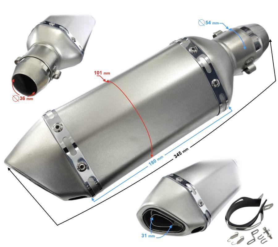 Tłumik tunningowy uniwersalny stal013300 mm kolor tytanowy