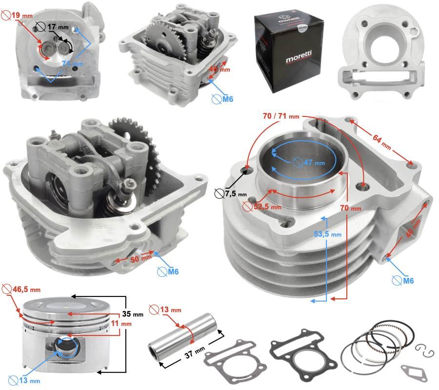 Cylinder i głowica skuter 4t 80cc 139qmb krótkie zawory - zdjęcie 7
