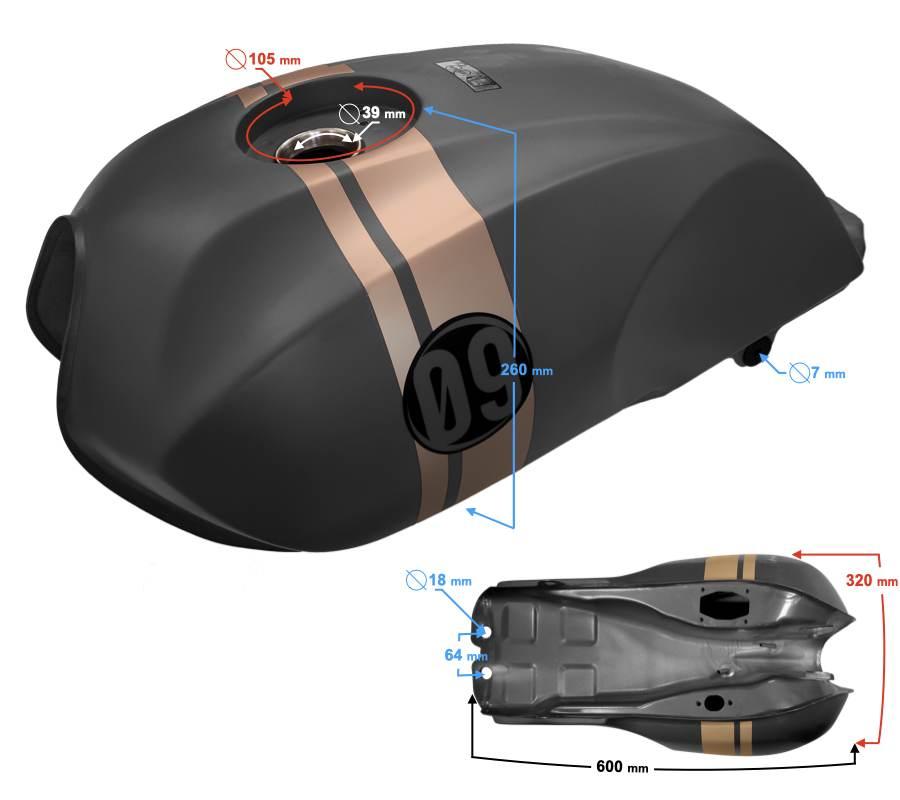 Zbiornik paliwa bak czarny mat wersja 2 cafe racer 50 - zdjęcie 3
