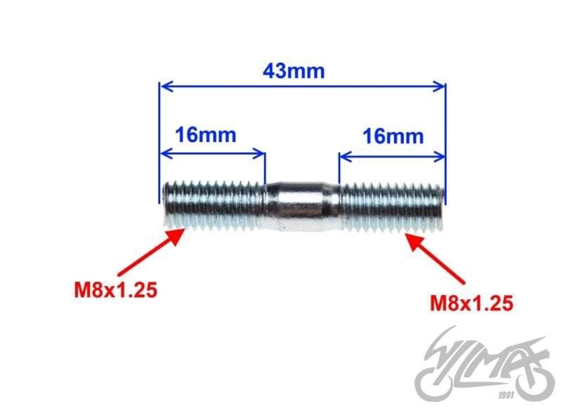 Szpilka wydechu m8x43 2 szt | KCH8005 - zdjęcie 2