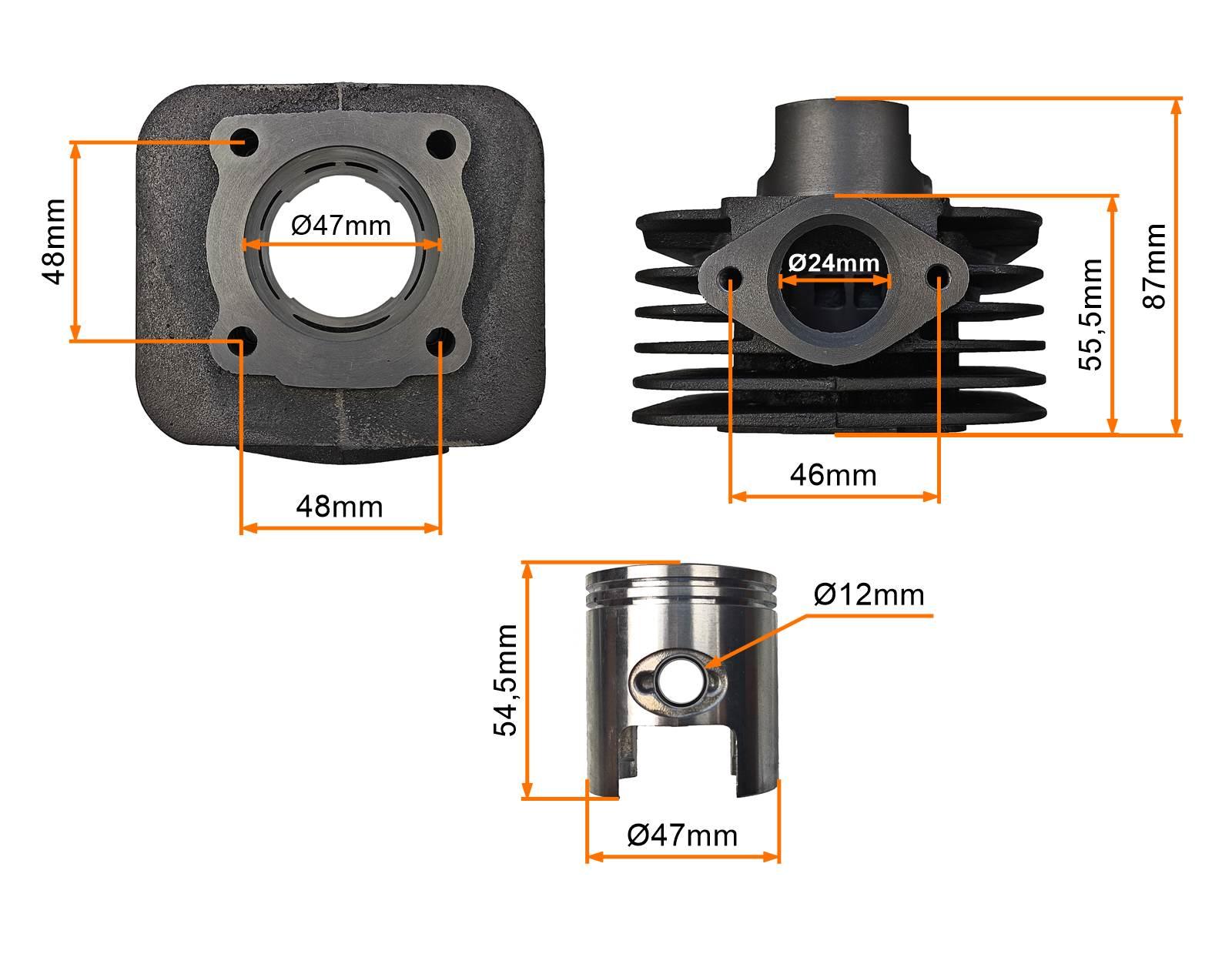 Cylinder 2t 70ccm 47mm 12mm Piaggio Aprill MotoGeneric - zdjęcie 5
