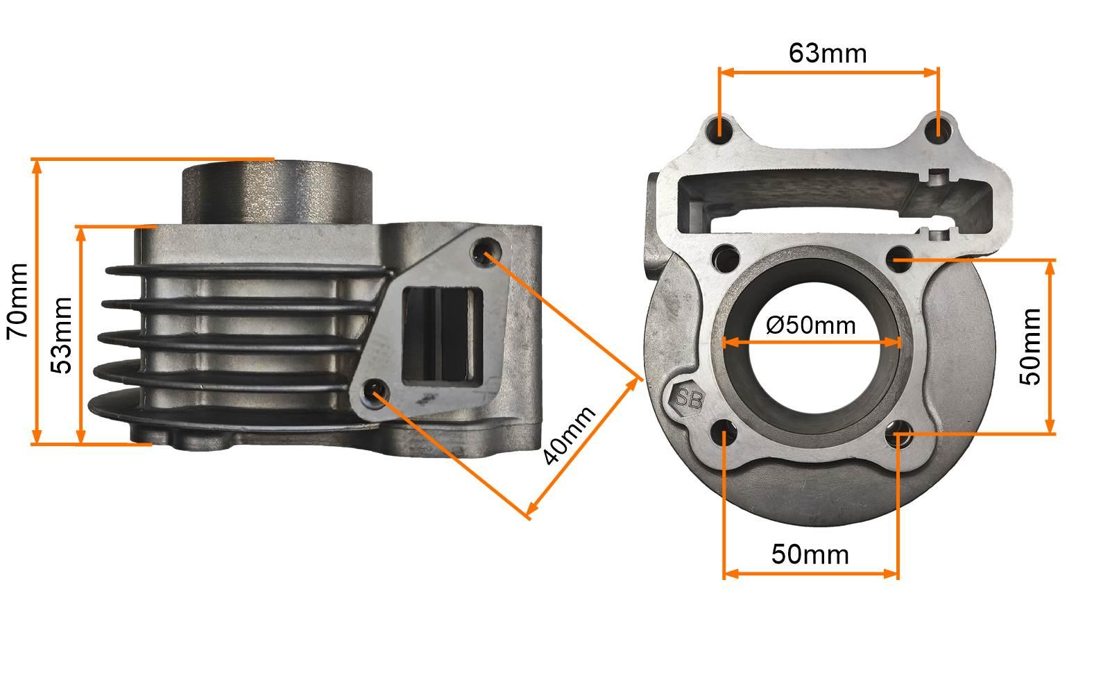 Cylinder głowica 4t gy6 90ccm 50mm bez odpowietrzenia - zdjęcie 10