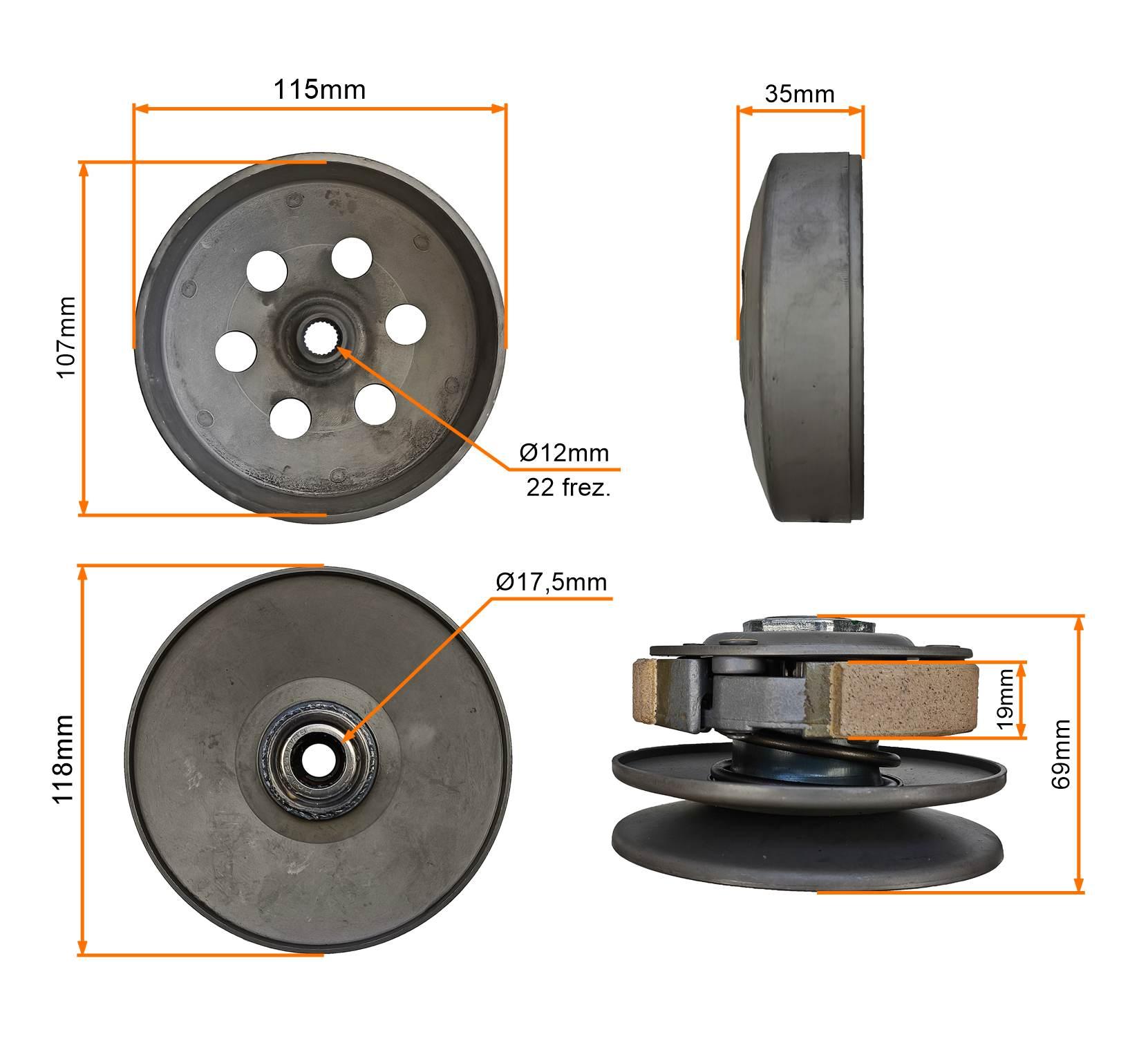 Sprzęgło tylne kpl gy6 4t z dzwonem anh | 139E1302A - zdjęcie 7