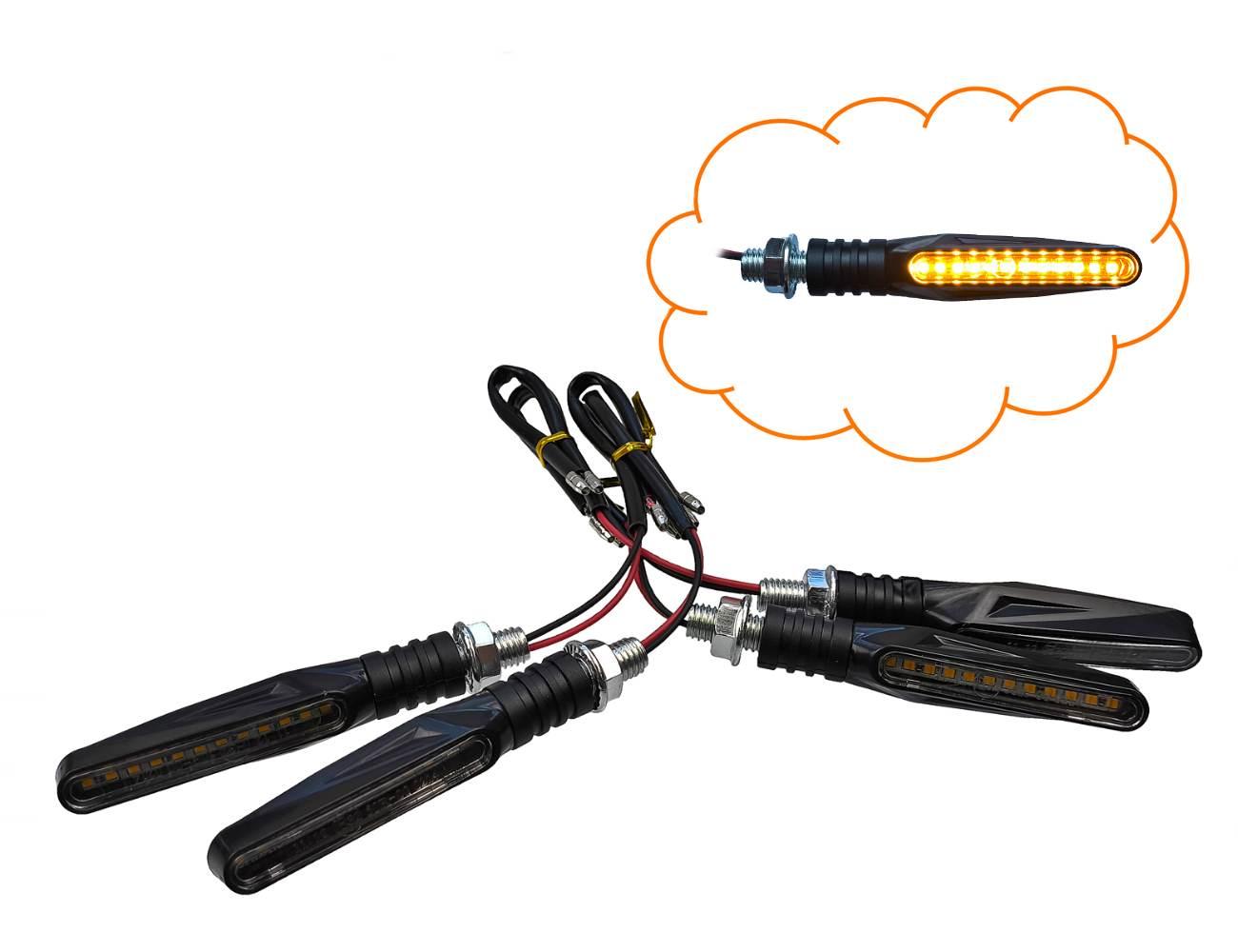 Kierunkowskazy Kpl Led Podłużne 4sztuki Zestaw Z Homologacją 12 Ledów MotoGeneric