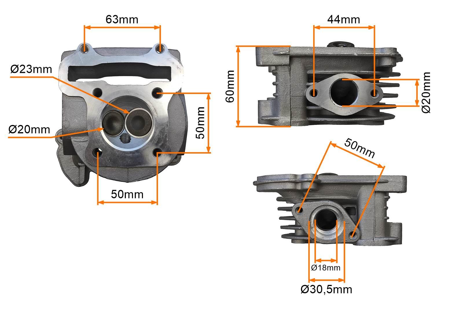 Głowica 4t Gy6 80ccm 47mm Bez Odpowietrzenia Duże Zawory MotoGeneric - zdjęcie 2