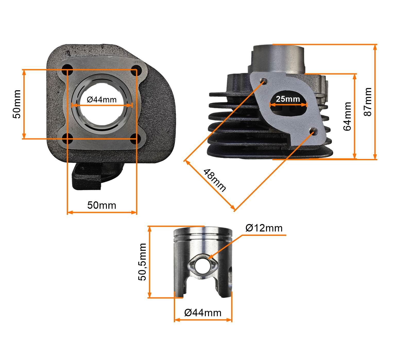 Cylinder 2t 60ccm 44mm Sw.12mm Kpl Keeway MotoGeneric - zdjęcie 3