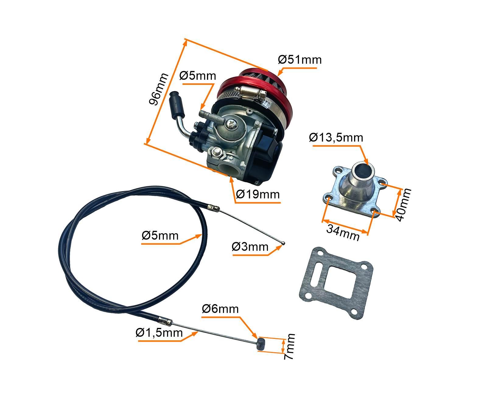 Gaźnik Pocket Bike Kpl Linka Króciec Filtr MotoGeneric - zdjęcie 6