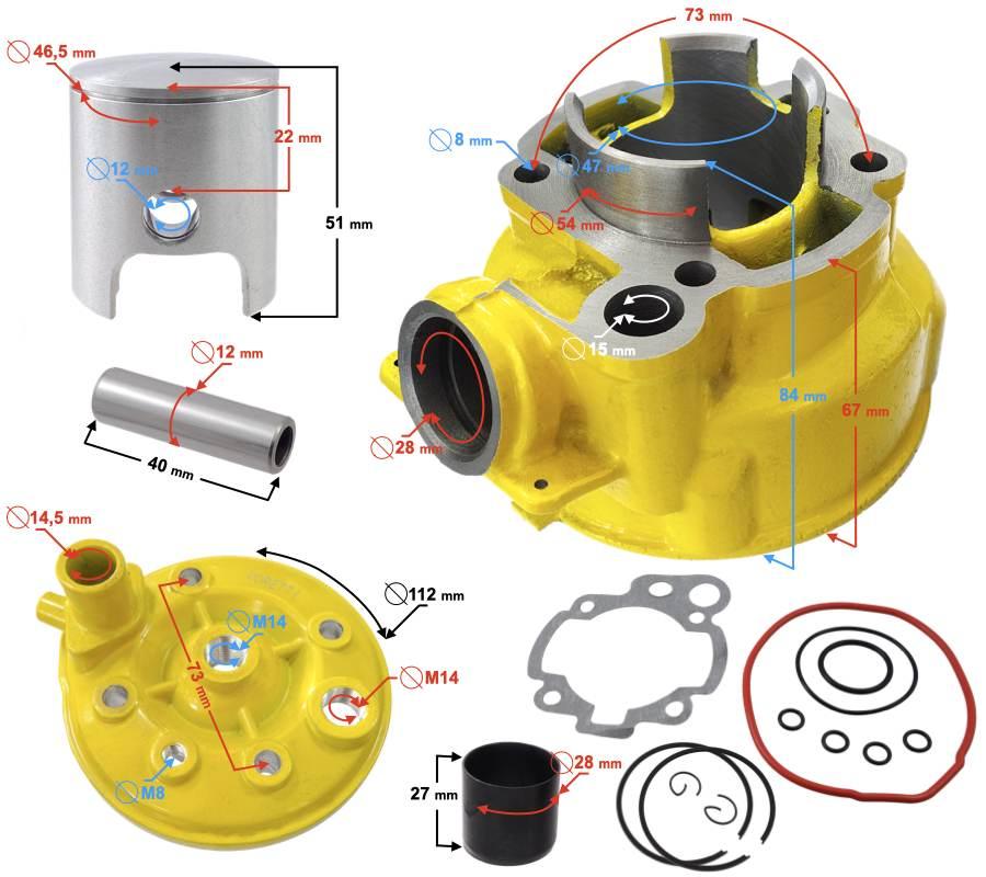 Cylinder i głowica 2t 80cc am6 żółte | CIGMRK0802TMPICMOR000A61