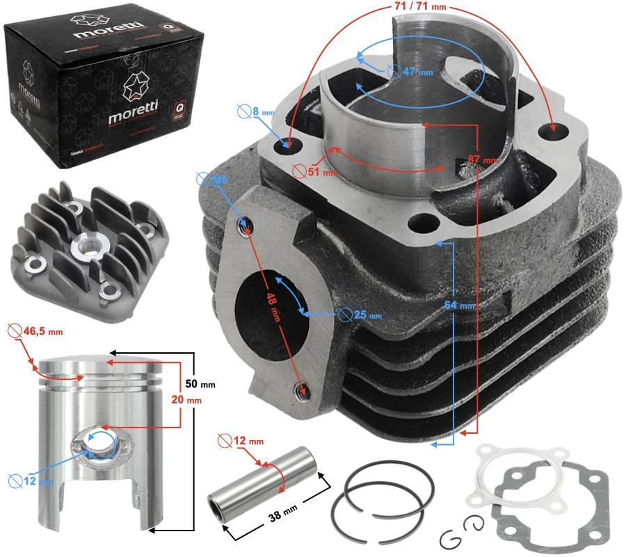 Cylinder i głowica skuter 2t 70cc 1pe40qmb sw.12mm