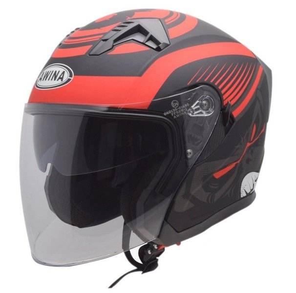Kask Otwarty Typ Jk528 Czarno Czerwony Mat Xs Awina