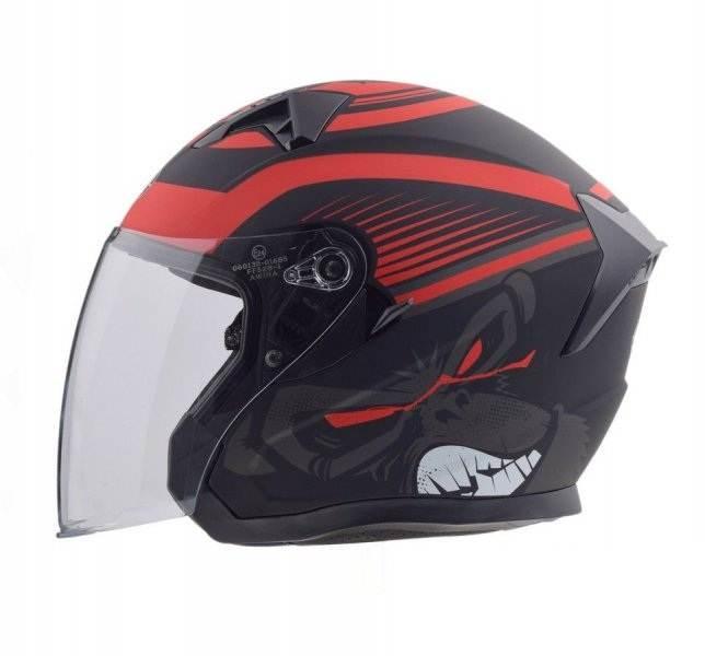 Kask Otwarty Typ Jk528 Czarno Czerwony Mat S Awina - zdjęcie 2