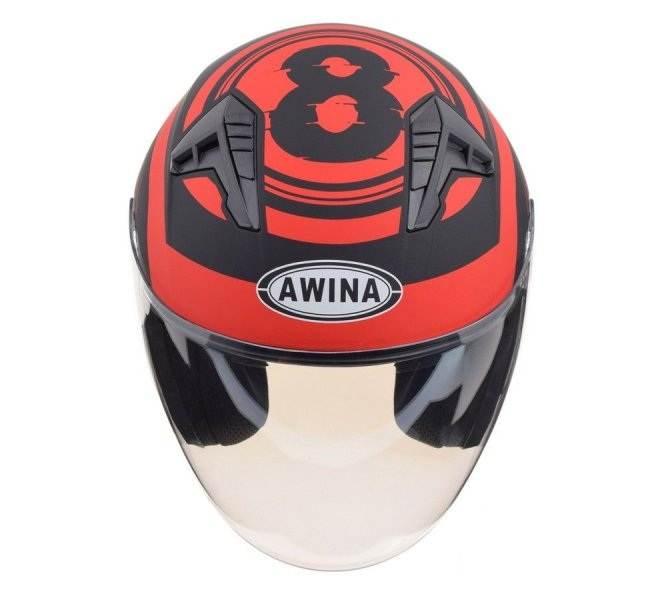 Kask Otwarty Typ Jk528 Czarno Czerwony Mat L Awina - zdjęcie 3