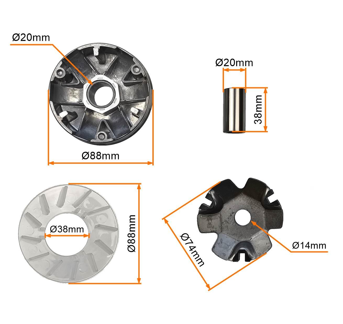 Wariator sprzęgło przód komplet gy6 4t 6,0g - zdjęcie 2