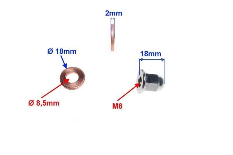 Nakrętka i podkładka szpilki cylindra silnik 156fm - zdjęcie 2