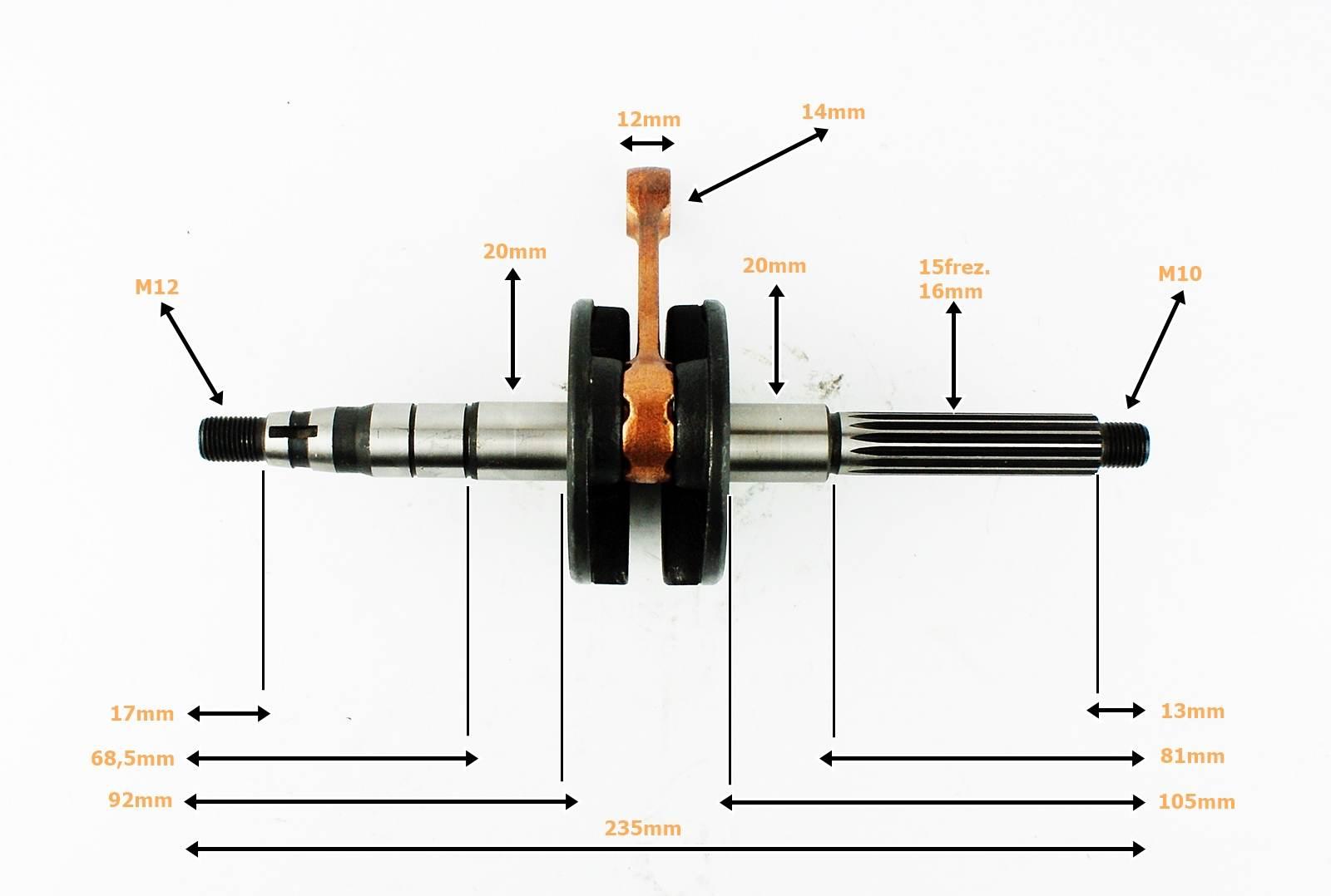Wał Korbowy 2t 15 Frezów Longija Sw.10mm MotoGeneric - zdjęcie 4