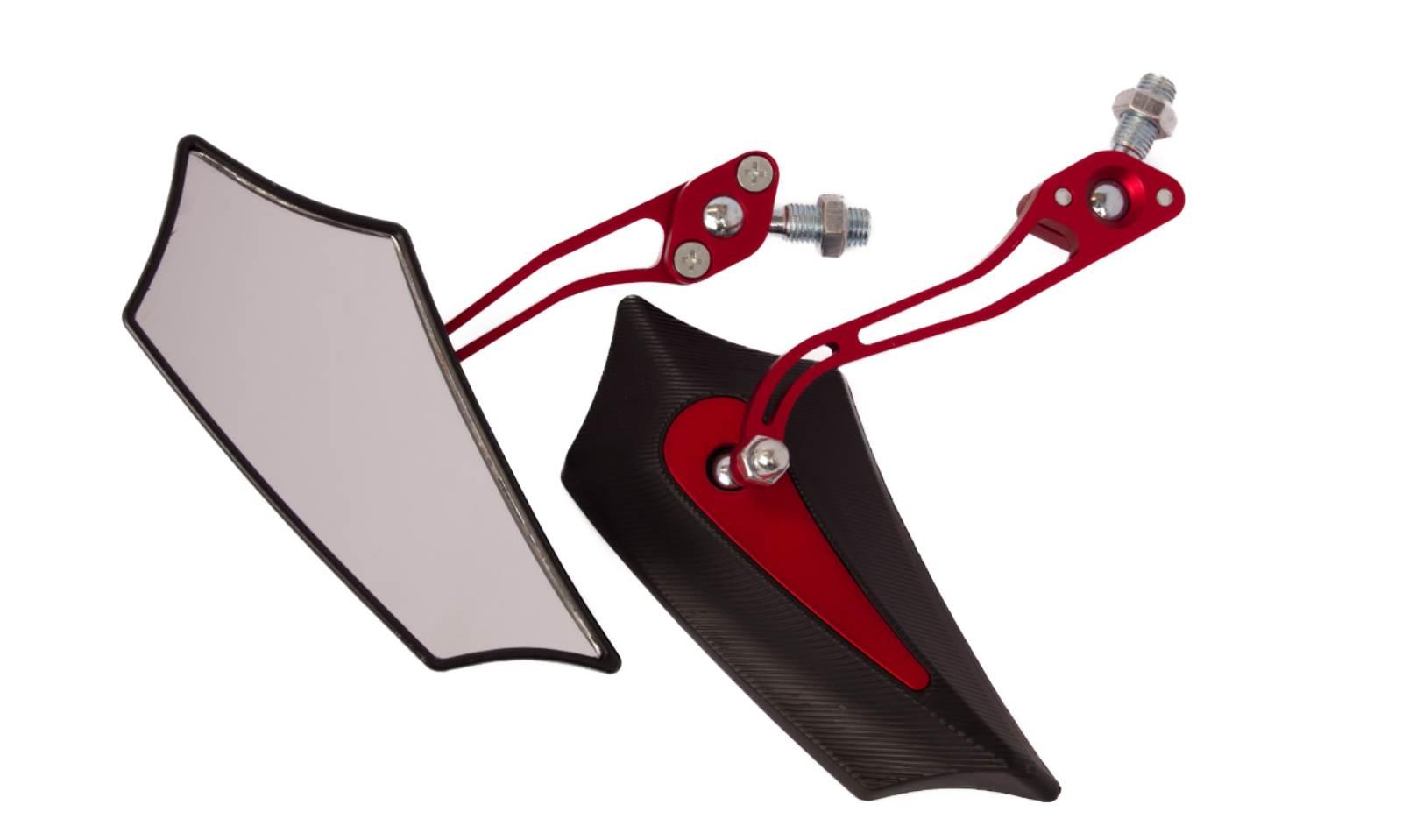 Lusterka ostre czarno-czerwone kpl m8/m10