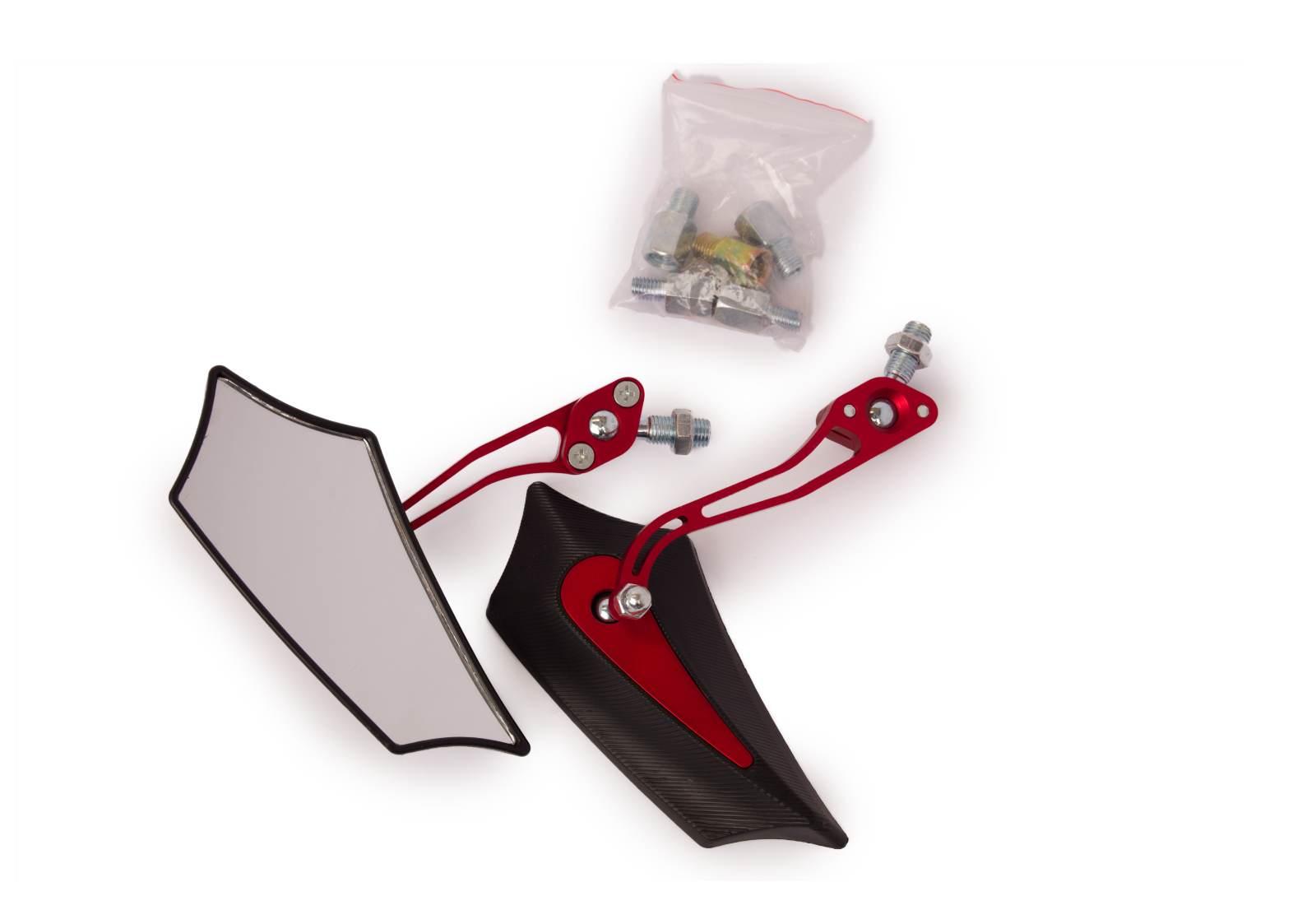 Lusterka ostre czarno-czerwone kpl m8/m10 - zdjęcie 2