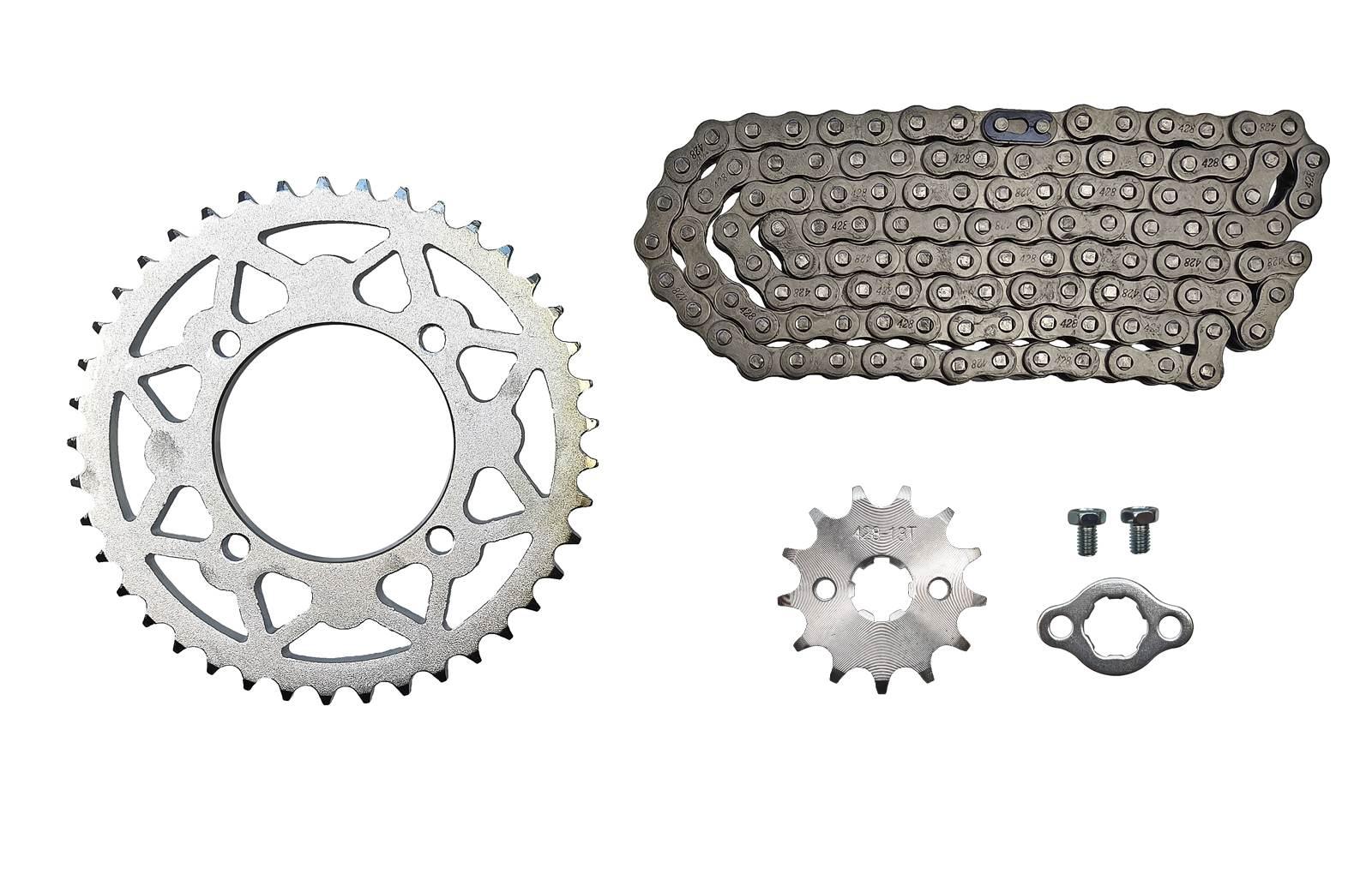 Zestaw napędowy cross 125 zębatki 13z/41z76mm łańcuch 428-120l cross pitbike mrf kxd kayo