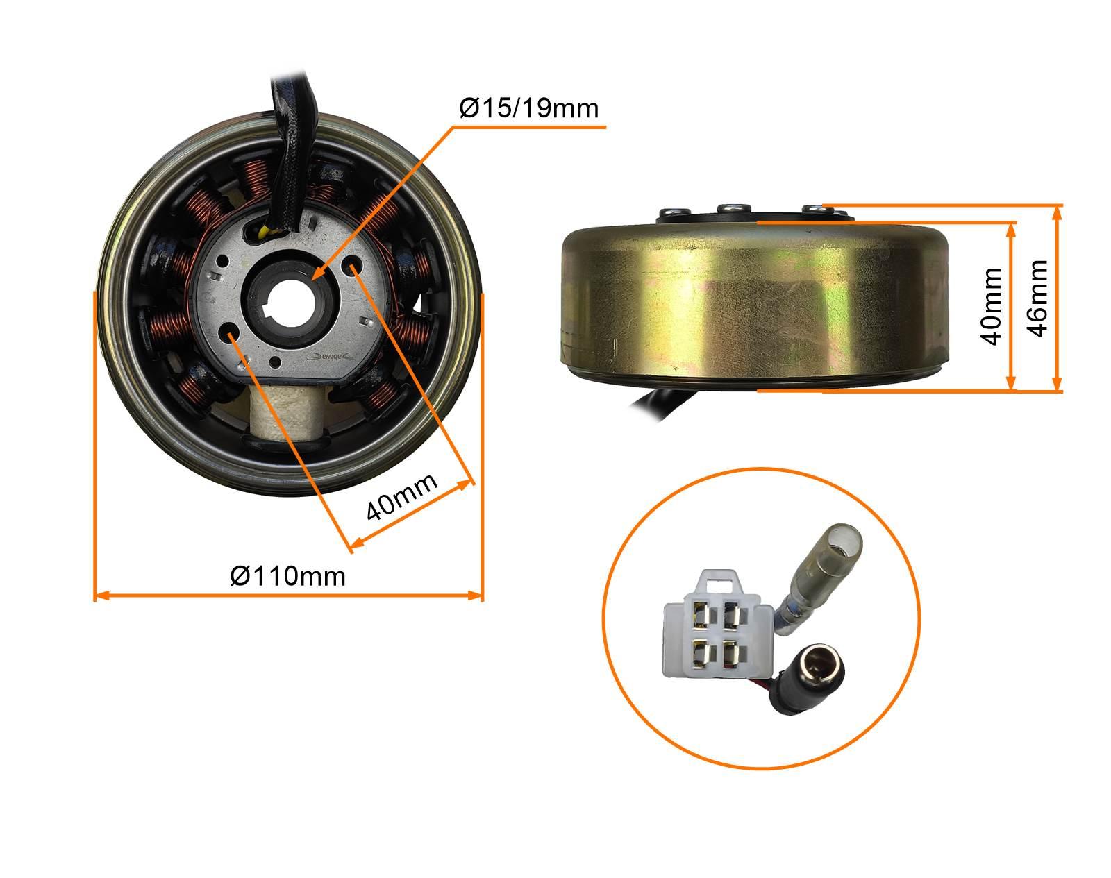 Koło magnesowe magneto cewki iskrownika stator 4t 125 11 zwojowe - zdjęcie 4