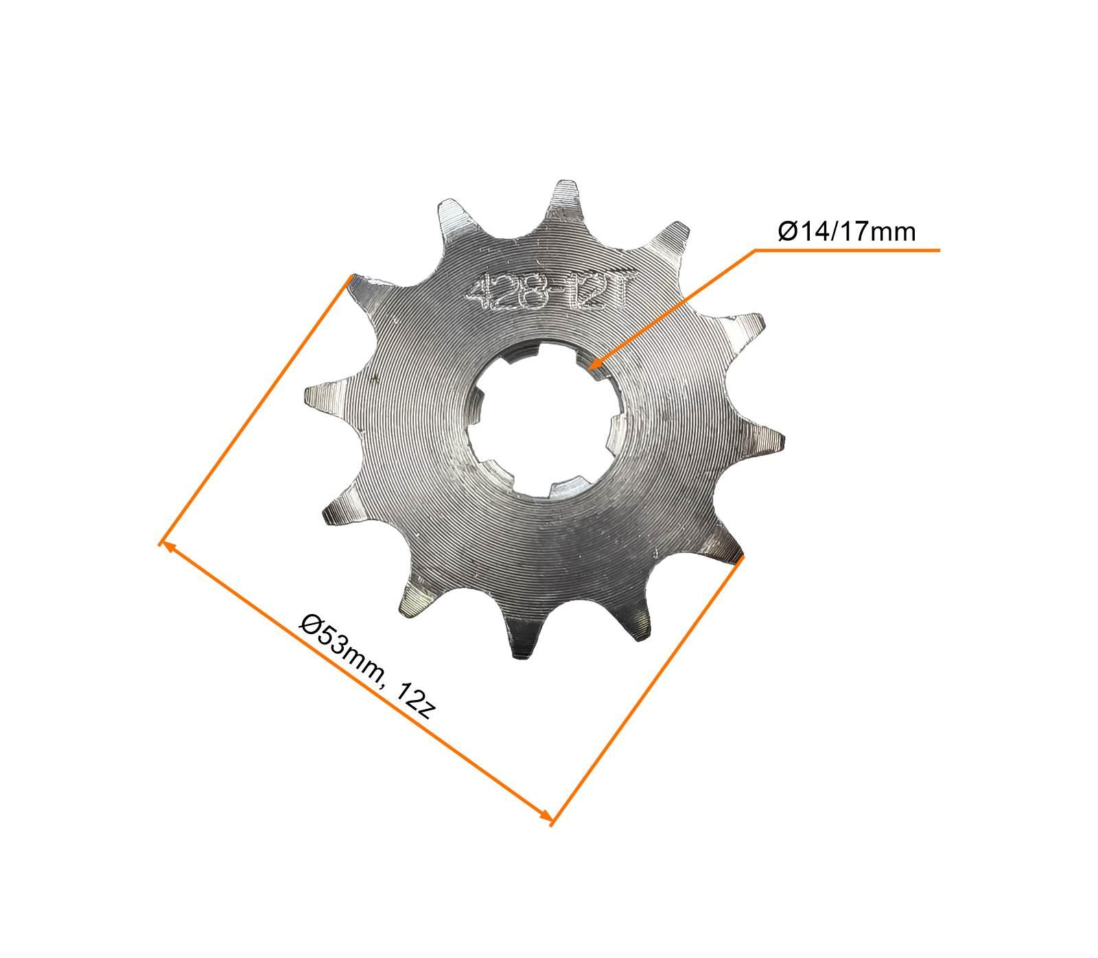 Zębatka zdawcza przód 428 12 zębów śr.17mm bez otworów - zdjęcie 3