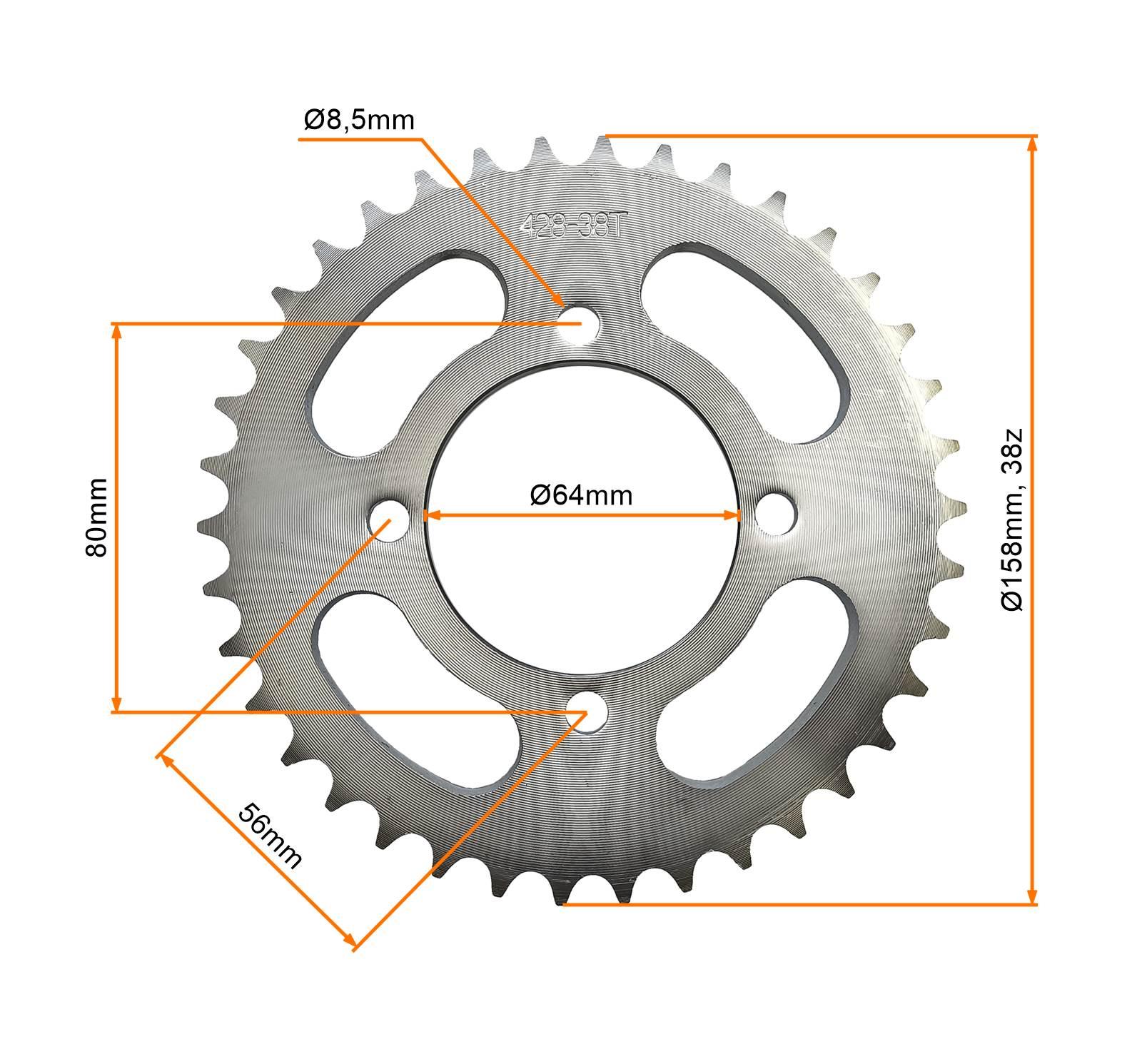 Zębatka tył 428-38 fi-64mm junak 901 rs 122 rs yamaha ybr 125 shineray xy125 - zdjęcie 2